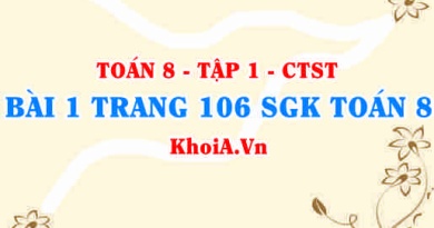 Bài 1 trang 106 SGK Toán 8 Tập 1 Chân trời sáng tạo
